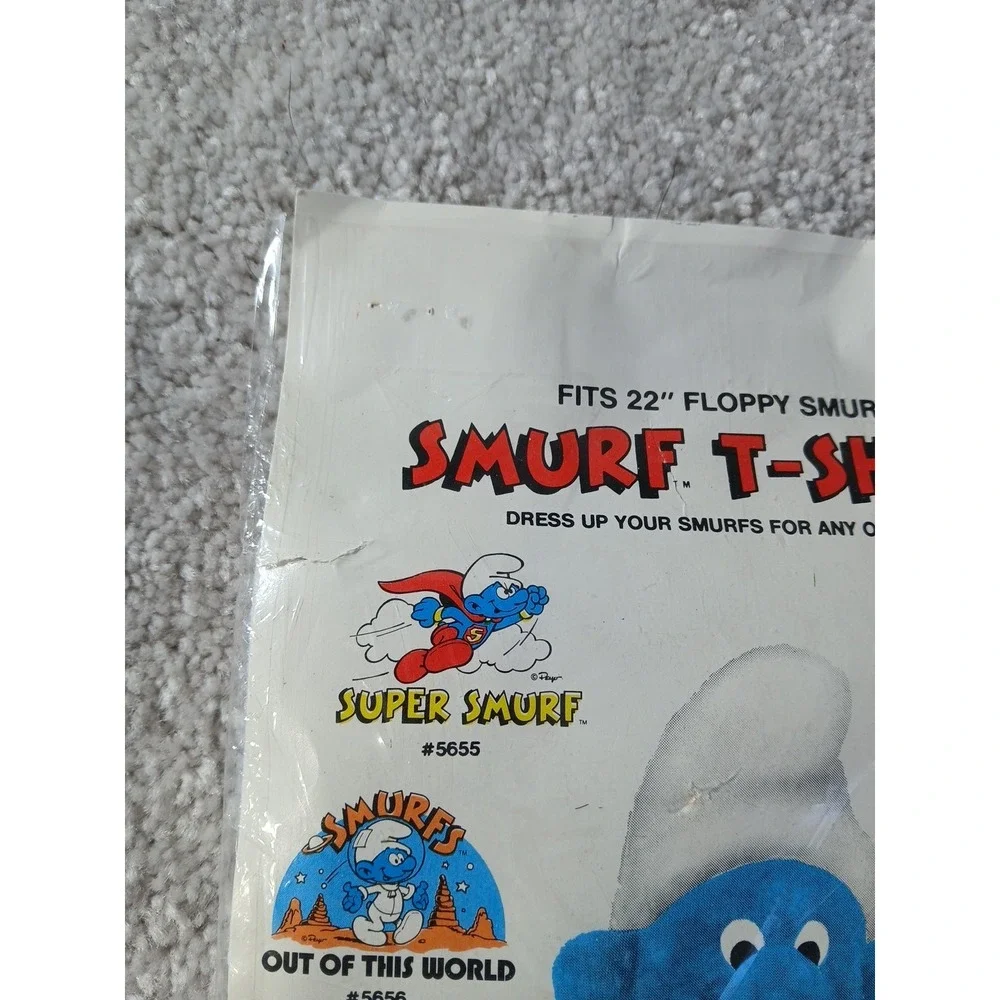 Set Of 2 New Vintage Smurf T-Shirt Super Smurf & Lets Play Fits 14